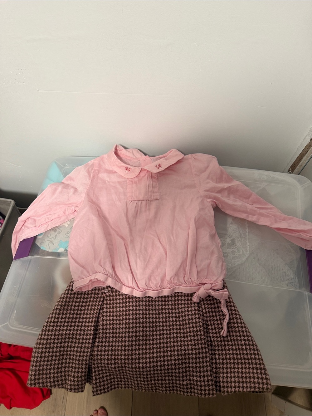 Girls' Pink Long-Sleeve Top with Tie Hem
